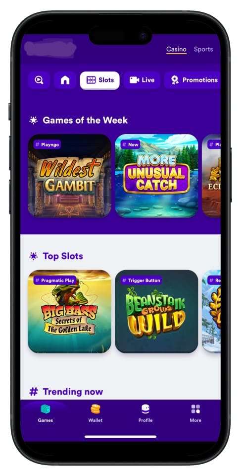 Screenshot showing bd77 App interface with intuitive menus and game choices